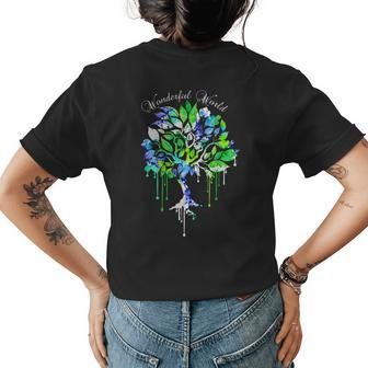Wonderful World Boho Tree 60S 70S Retro Groovy Hippy Vibes Womens Back Print T-shirt | Mazezy