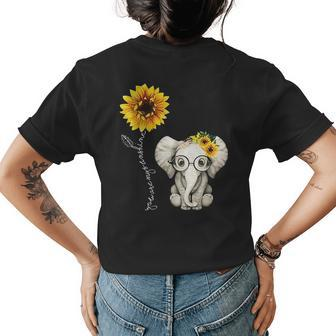 You Are My Sunshine Hippie Sunflower Elephant Gift Friend Gifts For Elephant Lovers Funny Gifts Womens Back Print T-shirt | Mazezy