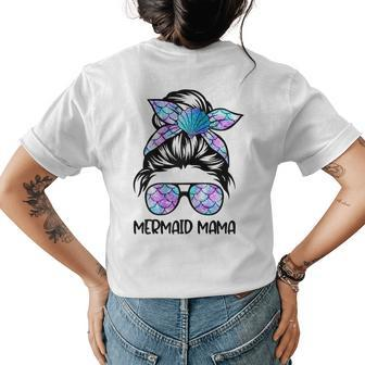 85D Messy Bun Mermaid Mama Family Matching Mothers Day Gift For Womens Womens Back Print T-shirt | Mazezy