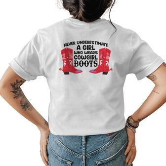 A Girl Who S Cowgirl Boots Linedance Western Womens Back Print T-shirt | Mazezy