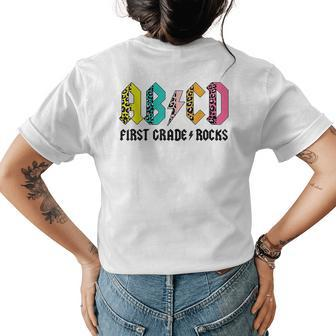 Abcd First Grade Rocks Back To School 1St Grade Teacher Womens Back Print T-shirt - Monsterry