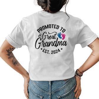 Baby Announcement Promoted To Great Grandma 2024 Women's Crewneck Short Sleeve Back Print T-shirt - Thegiftio UK