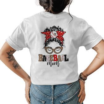 Baseball Mom Leopard Game Day Mothers Day Womens Back Print T-shirt | Mazezy