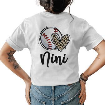 Baseball Nini Cute Leopard Heart Womens Back Print T-shirt | Mazezy