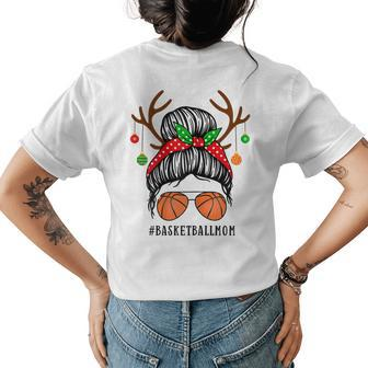 Basketball Mom Messy Bun Team Christmas Basketball Player Gift For Womens Womens Back Print T-shirt | Mazezy