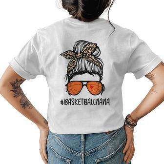 Basketball Nana Life Leopard Messy Bun Mothers Day Womens Back Print T-shirt | Mazezy