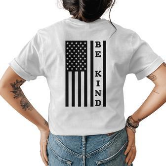 Be Kind American Flag Unity Day Orange No Bullies Kindness Womens Back Print T-shirt | Mazezy