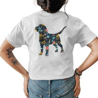Beagle Floral Dog Silhouette Graphic Womens Back Print T-shirt - Seseable