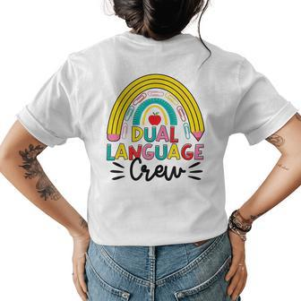 Bilingual Teacher Rainbow Dual Language Crew Maestra Spanish Womens Back Print T-shirt - Thegiftio UK