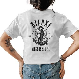 Biloxi Mississippi Anchor Vintage Usa America Souvenir Womens Back Print T-shirt | Mazezy