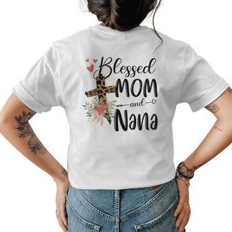 Blessed Mom And Nana Flower Leopard Womens Back Print T-shirt | Mazezy