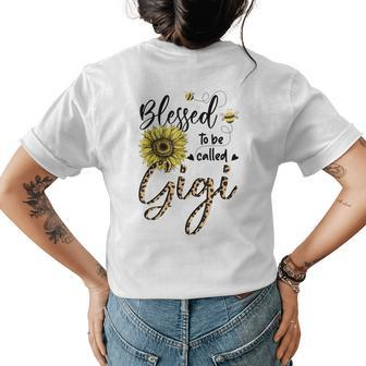 Blessed To Be Called Gigi Leopard Sunflower And Bee Womens Back Print T-shirt | Mazezy