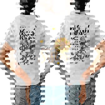 Blessed To Be Called Sister Leopard Sunflower Bee Womens Back Print T-shirt | Mazezy