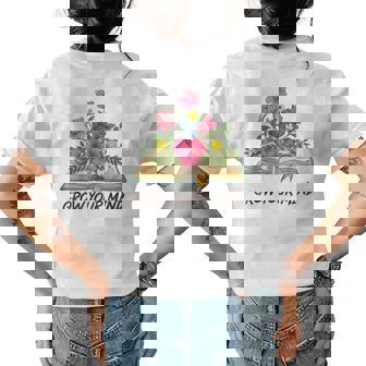 Book Lover Librarian Grow Your Mind Reading Teacher Flower Gifts For Teacher Funny Gifts Womens Back Print T-shirt | Mazezy