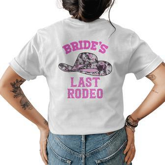 Brides Last Rodeo Cowgirl Hat Bachelorette Party Bridal Womens Back Print T-shirt | Mazezy