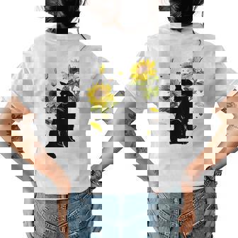 Cat Sunflower Christmas Tree Sun Flower Cat Lover Gift Gifts For Cat Lover Funny Gifts Womens Back Print T-shirt | Mazezy