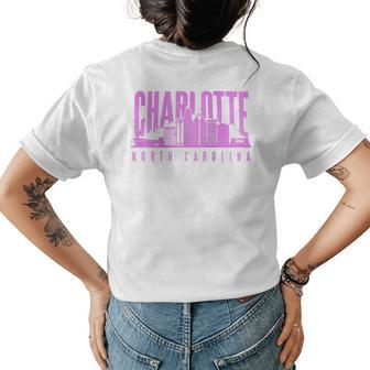 Charlotte North Carolina Skyline Pride Vintage Womens Back Print T-shirt | Mazezy