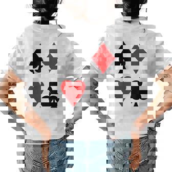 Clubs Hearts Spades Diamonds Playing Card Suits Poker Womens Back Print T-shirt - Thegiftio UK