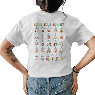 Coping Skills Alphabet Teachers Mental Health Awareness Day Womens Back Print T-shirt | Mazezy