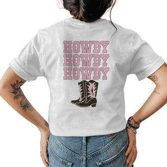 Cowgirl White Howdy Vintage Rodeo Western Country Southern Womens Back Print T-shirt | Mazezy