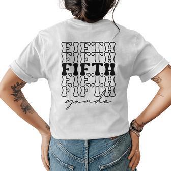 Cute Back To School Fifth Grade Groovy Teachers Students Womens Back Print T-shirt - Thegiftio UK