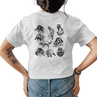 Cute Raccoon Drawing Racoon Portrait Sketch Wild Trash Panda Womens Back Print T-shirt - Monsterry UK