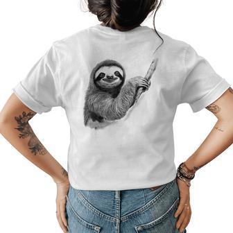 Cute Sloth Slotherine Costume Graphic Fighting Womens Back Print T-shirt | Mazezy