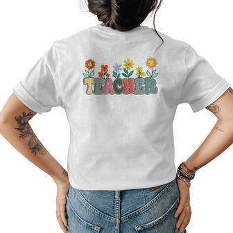 Daisy Flower Teacher Inspirational Elementary School Womens Back Print T-shirt | Mazezy