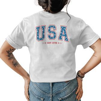 Distressed Usa American Flag Women Men Kids Patriotic Womens Back Print T-shirt | Mazezy