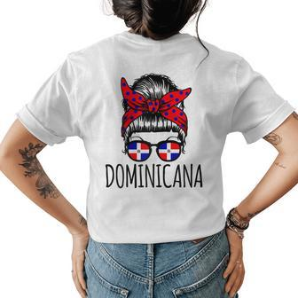 Dominican Republic Dominicana Girl Messy Bun Womens Back Print T-shirt | Mazezy