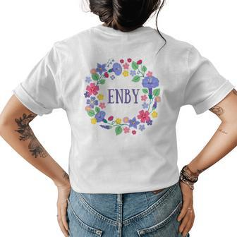 Enby Nonbinary Pronouns They Them Gender Identify Floral Womens Back Print T-shirt | Mazezy