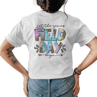Field Day Let Games Start Begin Leopard Tie Dye Kids Teacher Womens Back Print T-shirt | Mazezy