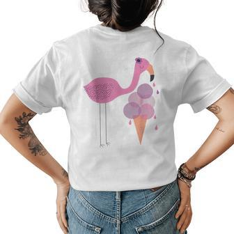 Flamingo Ice Cream Summer Vacay Party Beach Vibes Girls Gift Womens Back Print T-shirt | Mazezy