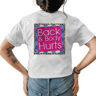 Funny Back Body Hurts Quote Workout Gym Top Leopard Womens Back Print T-shirt - Seseable