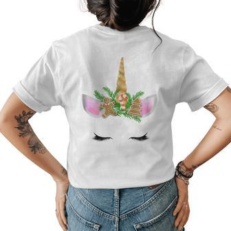 Funny Merry Christmas Unicorn T Gingerbread Unicorn Funny Gifts Womens Back Print T-shirt | Mazezy