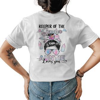 Gender Reveal Keeper Of The Gender Auntie Loves You Womens Back Print T-shirt - Seseable