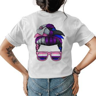 Genderfluid Messy Bun Lgbtq Cool Pride Flag Color Gift For Womens Womens Back Print T-shirt | Mazezy