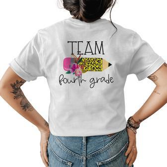 Gift For 4Th Grade Teacher Team Fourth Grade Leopard Pencil Womens Back Print T-shirt | Mazezy