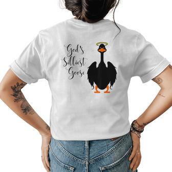 Gods Silliest Goose Black Womens Back Print T-shirt | Mazezy