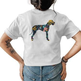 Great Dane Floral Dog Silhouette Graphic Womens Back Print T-shirt - Seseable