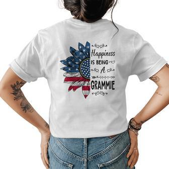 Happiness Is Being A Grammie Sunflower 4Th Of July Gifts Womens Back Print T-shirt | Mazezy