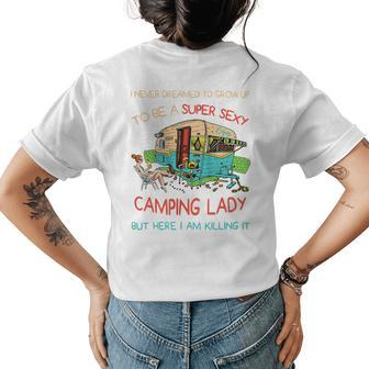 Happy Glamper Camping Lover Girl Camper Camp Vacation Gift For Womens Womens Back Print T-shirt | Mazezy