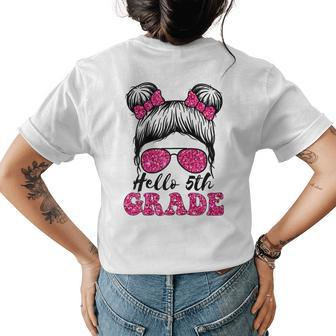Hello 5Th Grade Outfits For Girls Messy Bun Back To School Womens Back Print T-shirt - Monsterry CA
