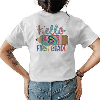 Hello First 1St Grade Back To School Teachers Kids Girls Womens Back Print T-shirt | Mazezy