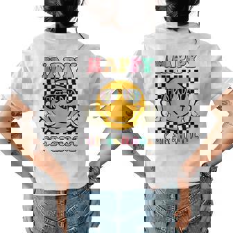 Hippie Happy First Day Of School For Teacher Kids 2023 Gifts For Teacher Funny Gifts Womens Back Print T-shirt | Mazezy