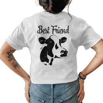 Holstein Cow Is Best Friend Farmer Girl Gift Womens Back Print T-shirt | Mazezy
