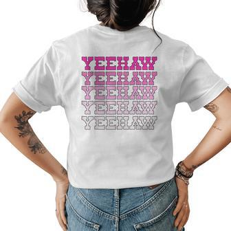 Hot Pink Wild West Western Rodeo Yeehaw Cowgirl Country Womens Back Print T-shirt | Mazezy