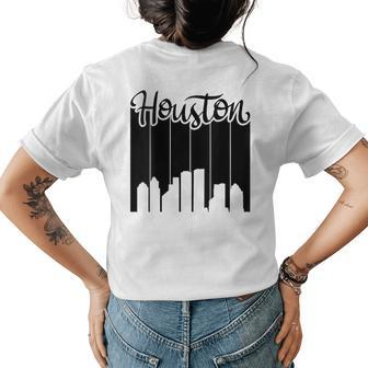 Houston - City Pride - Retro Skyline Silhouette Image Womens Back Print T-shirt | Mazezy