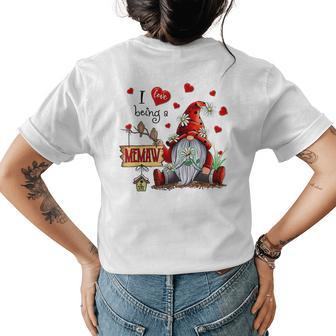 I Love Being A Memaw Gnome Daisy Heart Womens Back Print T-shirt | Mazezy