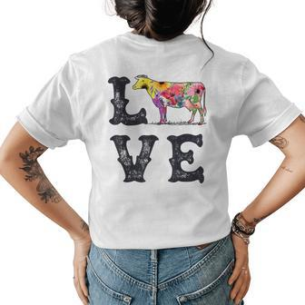 I Love Cows Funny Cow Lover Women Men Dairy Farmer Farm Gift Womens Back Print T-shirt | Mazezy
